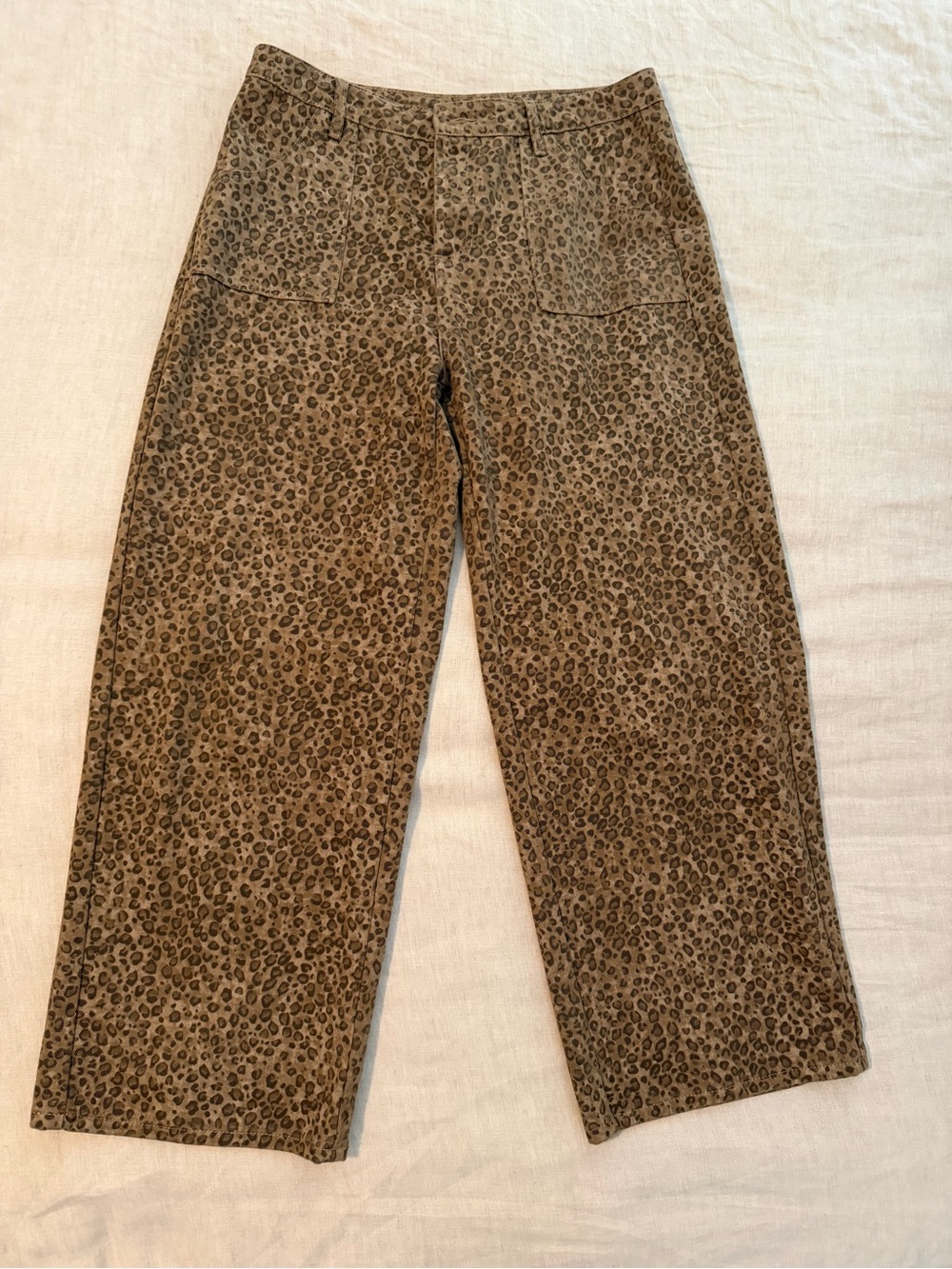 Leopard Print Straight-Leg Women’s Pants – Brown